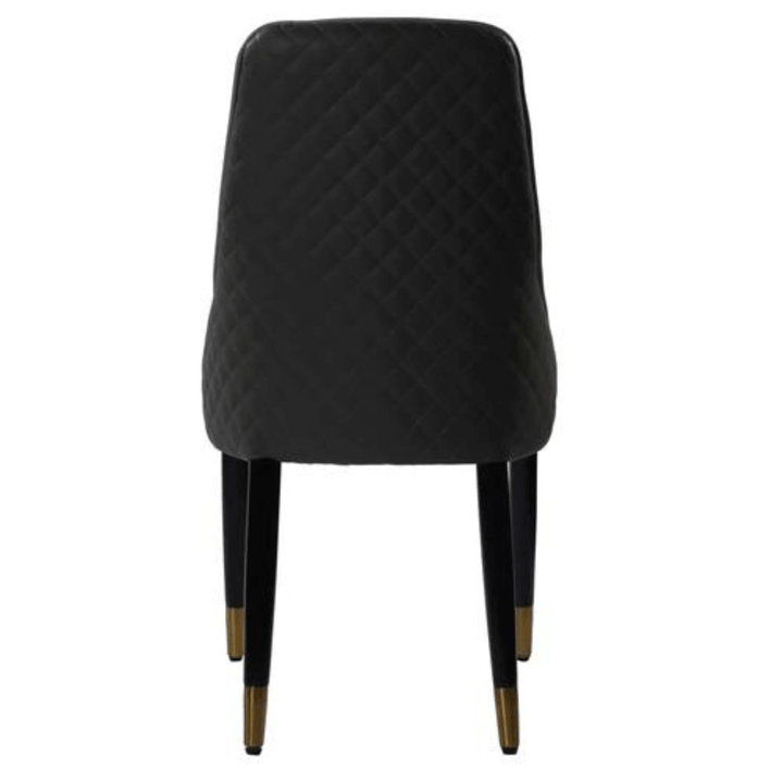 Back view of Ascot leather dining chair, showcasing sleek design and premium leather finish