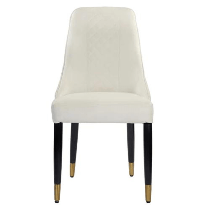 Front view of Ascot leather dining chair, stylish design with premium leather upholstery