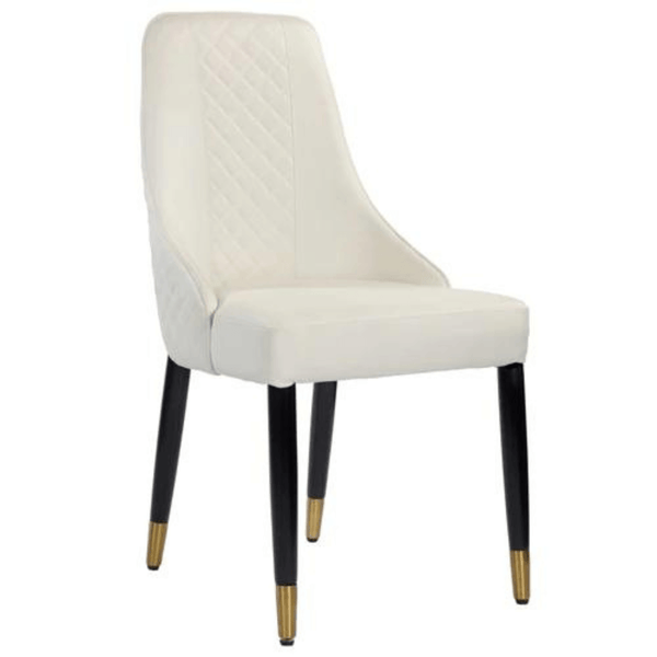 Side view of Ascot leather dining chair, featuring sleek design and premium leather upholstery
