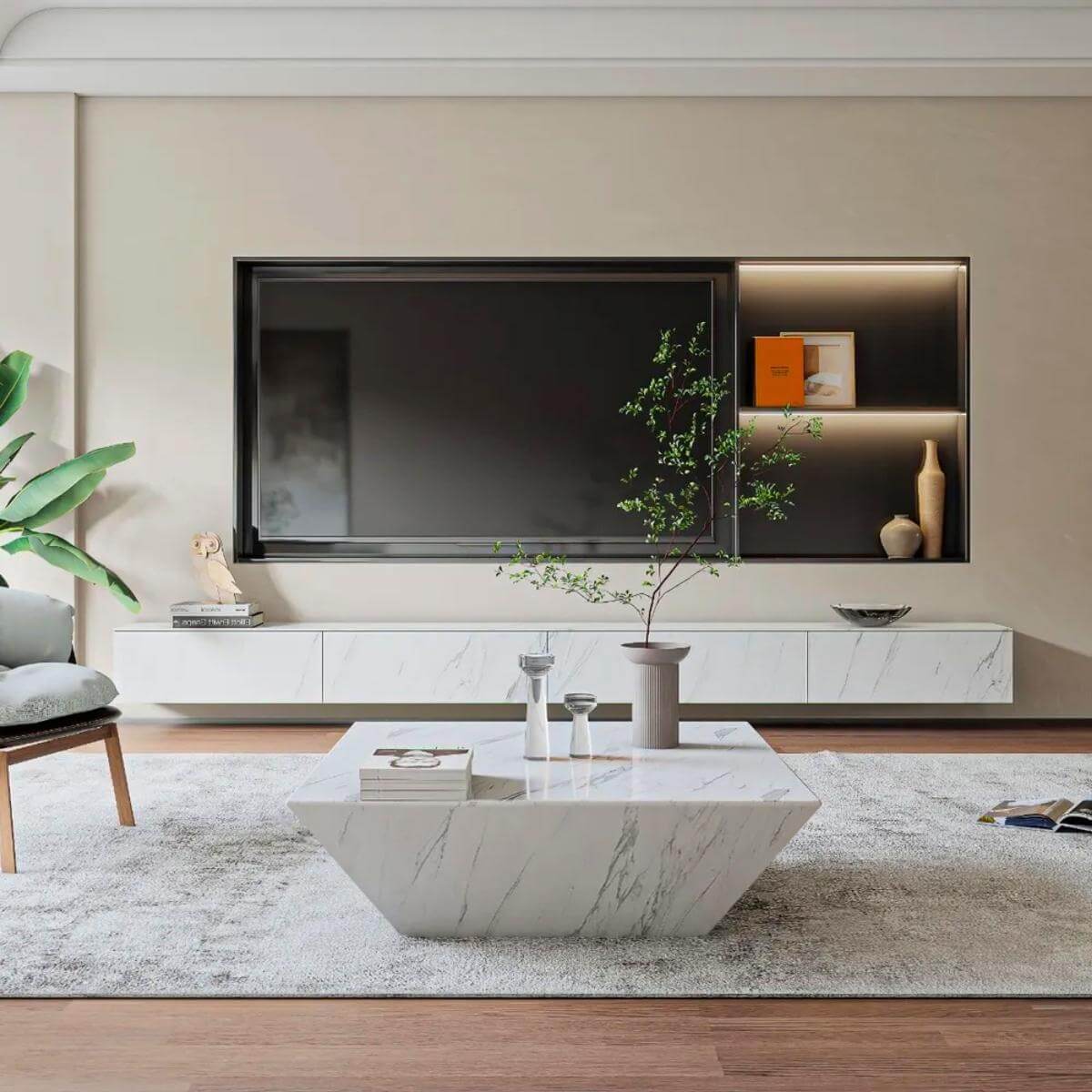 Calcutta Coffee Table-Natural Marble -1
