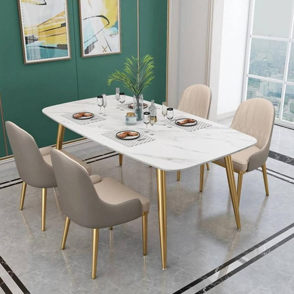 Elegant Marble Top Dining Table Set – Luxury Dining Room Furniture – Modern Home Decor