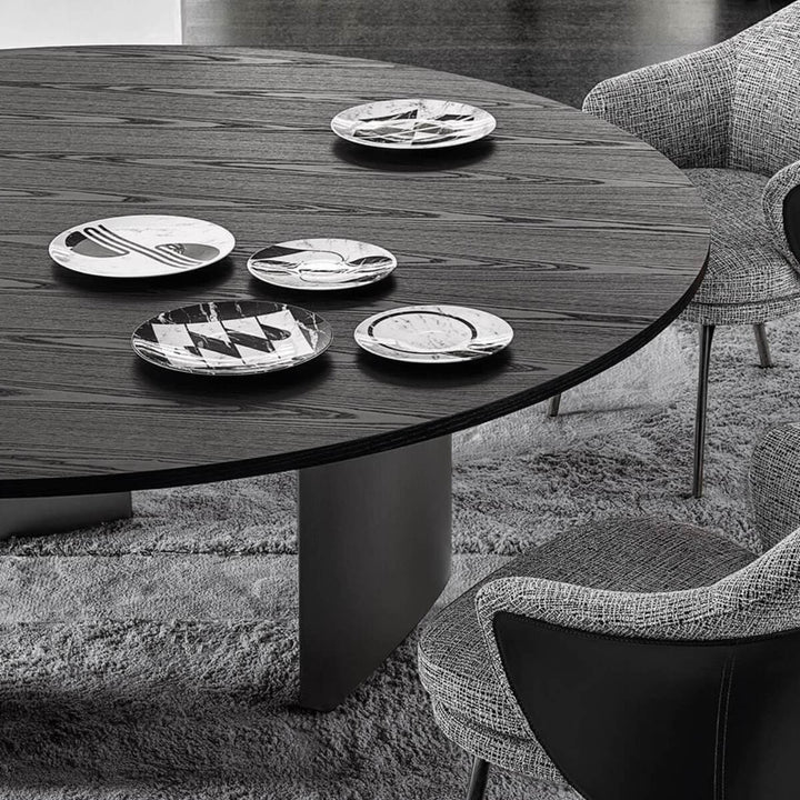 Luxurious Wedge Round Dining Table in Perth featuring sleek design and premium wood craftsmanship