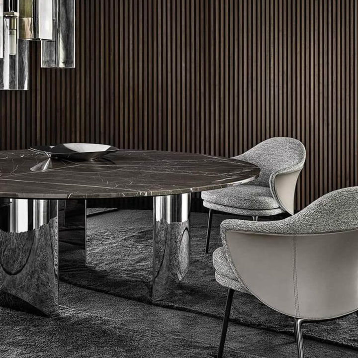 Luxurious Wedge Round Dining Table in Perth featuring sleek design and premium wood craftsmanship