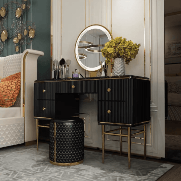 luxury black dressing table Amazon.com: WLIVE Black Makeup Vanity Desk with Glass Top, Luxury Vanity Table with Large LED Mirror & Charging Station, Fluted Vanity Set with 5 Drawers and Adjustable Lighting : Home & Kitchen