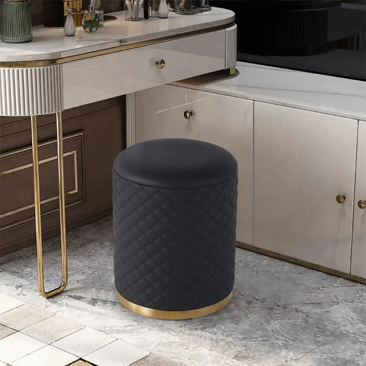 Mina makeup table stool in Australia, black cushioned seat with sleek modern design