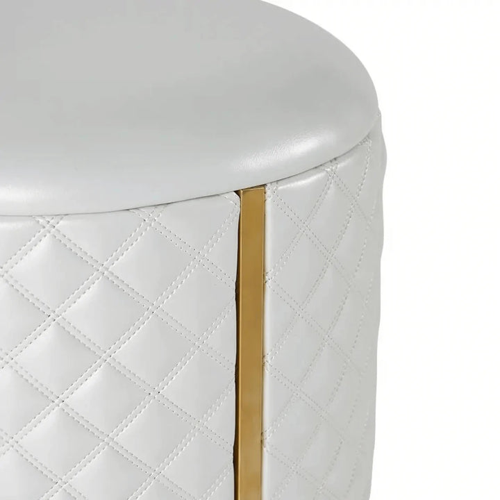 Detail view of Mina makeup table stool in Australia, showcasing cushioned seat and sleek design