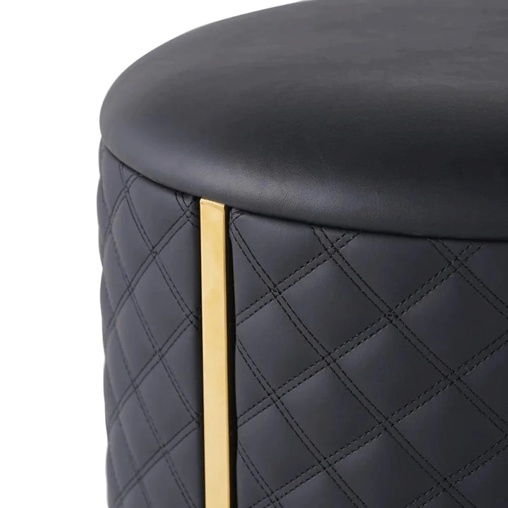 Close-up detail view of Mina makeup table stool in Australia, highlighting cushion and frame