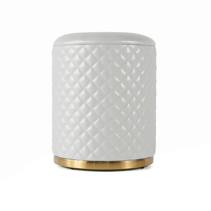 Front view of Emerald makeup table stool in Australia, cushioned seat with modern design