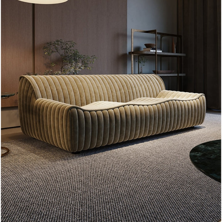 Side view of fabric upholstery 3-seater sofa in Australia – modern comfortable seating with soft fabric cover
