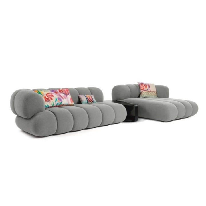 Gray side view of Blossom fabric sofa for living room in Australia – modern comfortable seating with soft upholstery