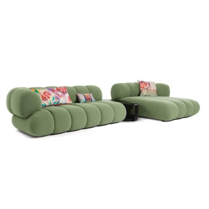 Side view of Blossom fabric sofa for living room in Australia – modern, comfortable seating with soft fabric upholstery