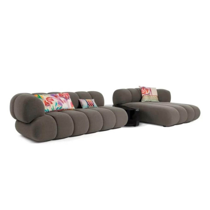 Gray side view of Blossom fabric sofa for living room in Australia – modern comfortable seating with soft upholstery