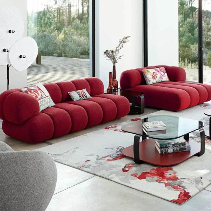 Side view of Blossom fabric sofa for living room in Australia – comfortable modern seating with soft fabric upholstery