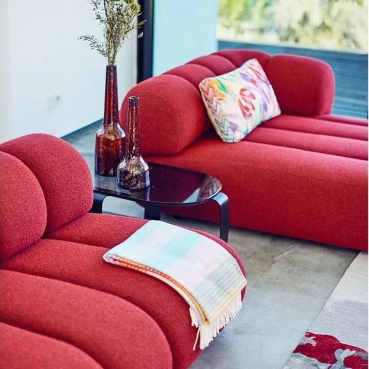 Side view of Blossom fabric sofa for living room in Australia – modern comfortable seating with soft upholstery