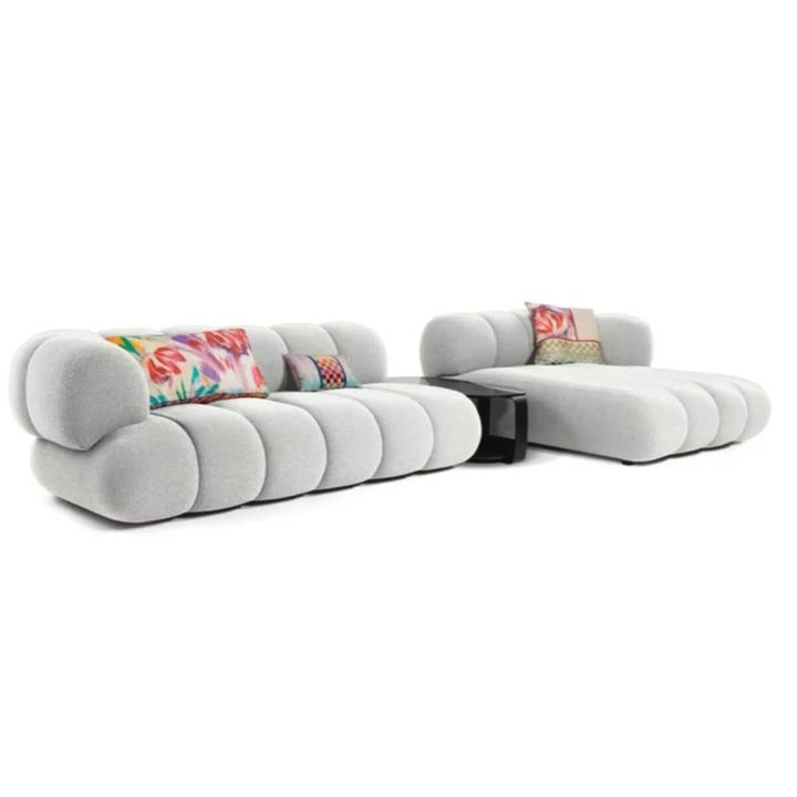 Side view of Blossom fabric sofa for living room in Australia – stylish and comfortable modern upholstery seating