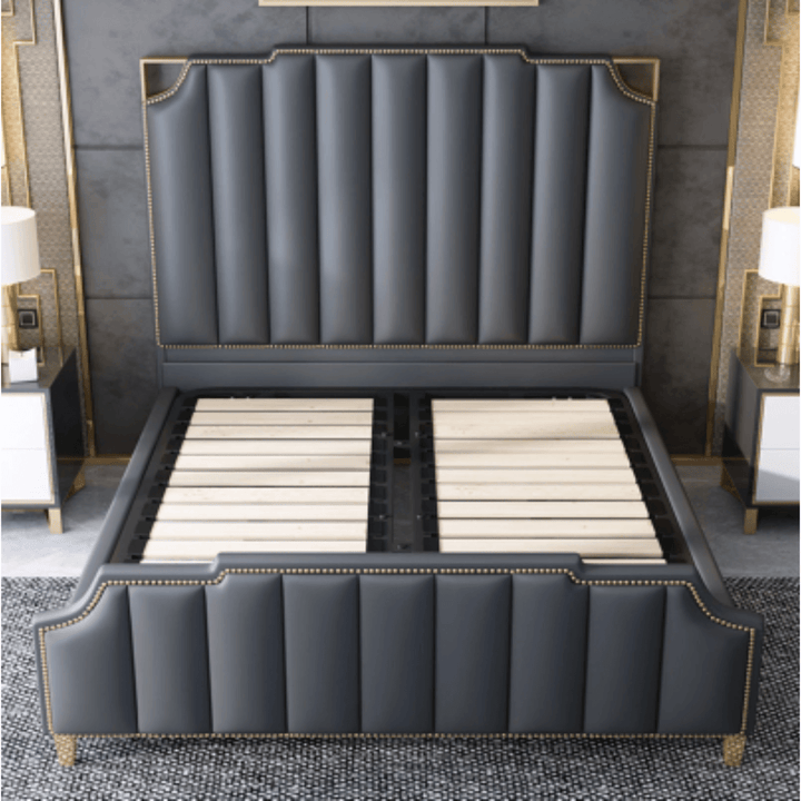 Faux Leather Storage King Bed in Australia – Top View Highlighting Storage Compartments