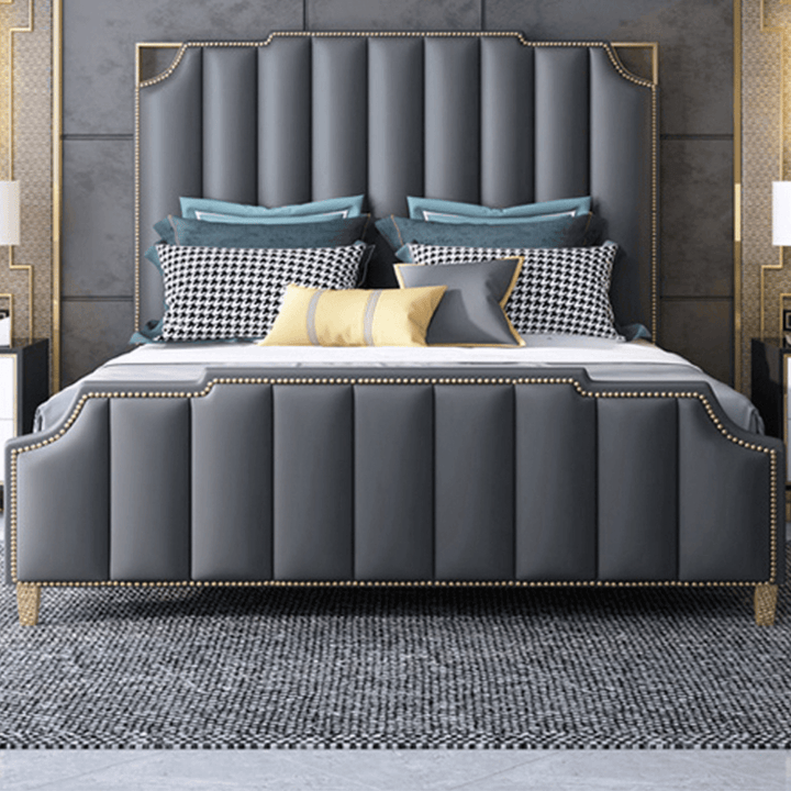 Faux Leather Storage King Bed in Australia – Front View of Modern and Functional Bedroom Furniture