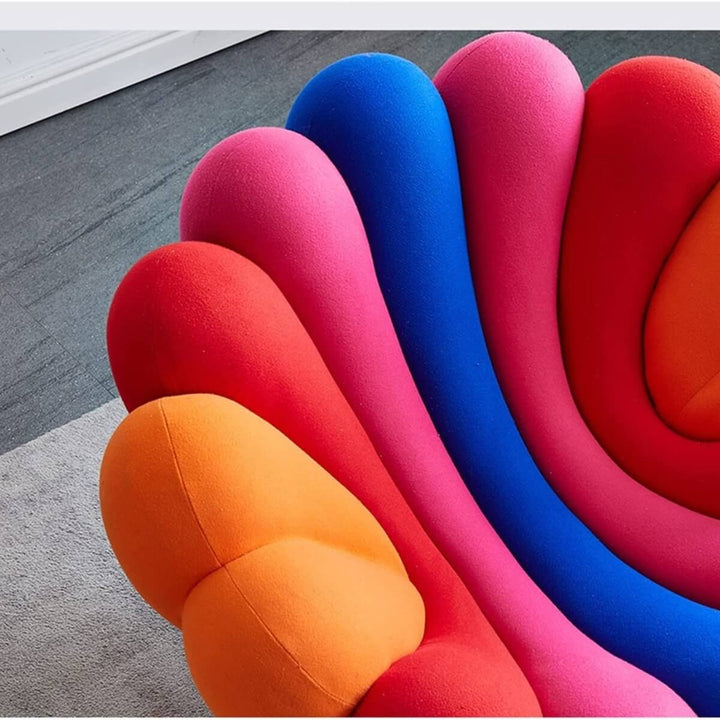 Backrest detail view of flower-shaped sofa in Australia – close-up of floral upholstery and stitching craftsmanship