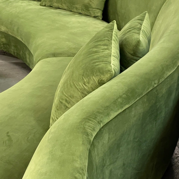 Back angle view of Grace velvet sofa in elegant Australian interior – plush velvet upholstery with stylish design
