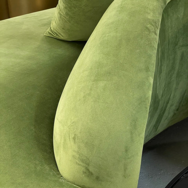 Detail view of Grace velvet sofa in elegant Australian interior – showcasing plush texture and refined stitching