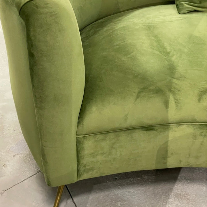 Detail view of Grace velvet sofa in elegant Australian interior – close-up of soft velvet fabric and elegant craftsmanship