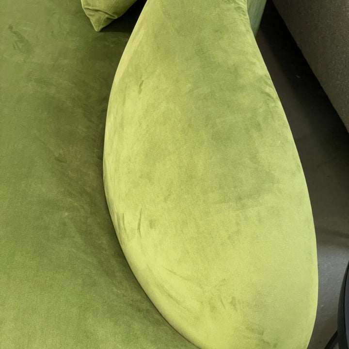 Backrest top view of Grace velvet sofa in elegant Australian interior – smooth velvet finish with refined detailing