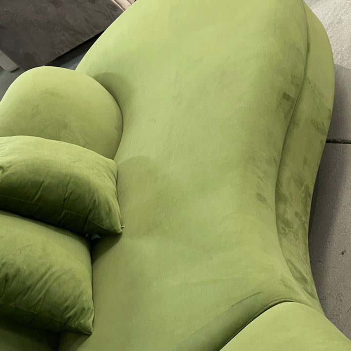 Detail view of Grace velvet sofa in elegant Australian interior – highlighting luxurious fabric and elegant stitching