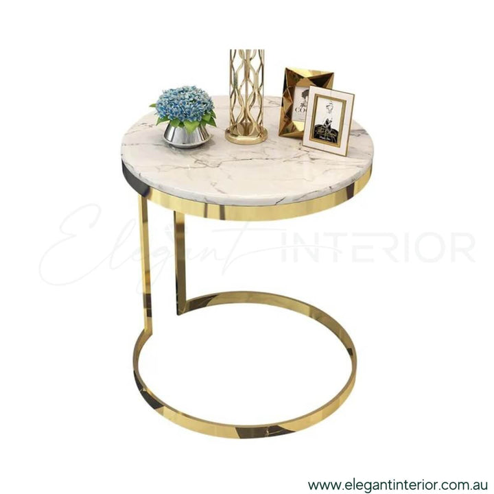 Harper Gold Side Table – Front View of Elegant Interior Furniture in Australia