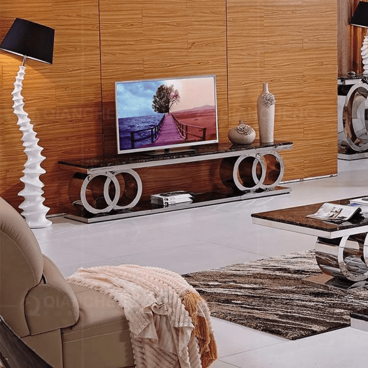 Hope Ring Based Gold TV Stand -3