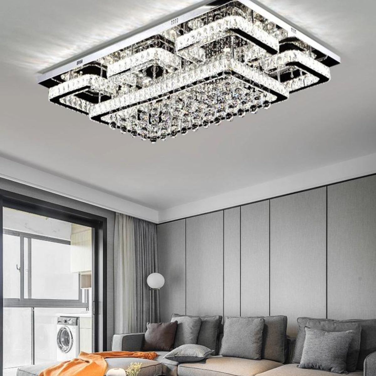 Imperial chandelier in elegant Australian living room interior with luxurious classic style