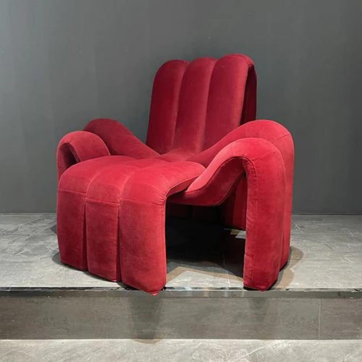 Front view of red Italian designer armchair in Australia showcasing bold style and elegance