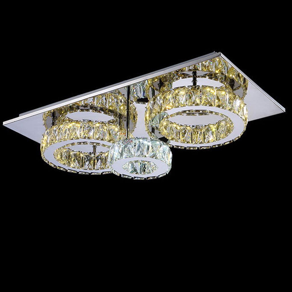 Side view of Jennifer medium-sized chandelier with elegant crystal accents and modern flush mount design