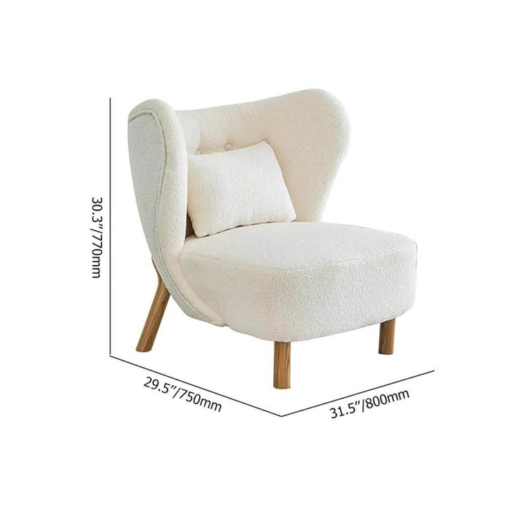 Dimension details of lamb wool accent armchair in Australia highlighting size and design