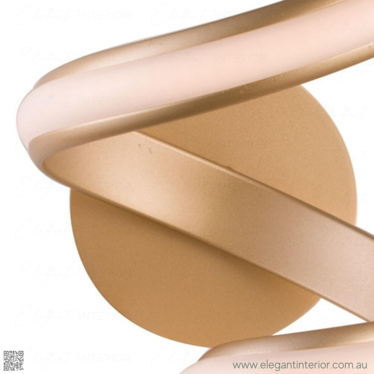 Detailed view of Lara golden spiral LED wall sconce light showcasing elegant design elements