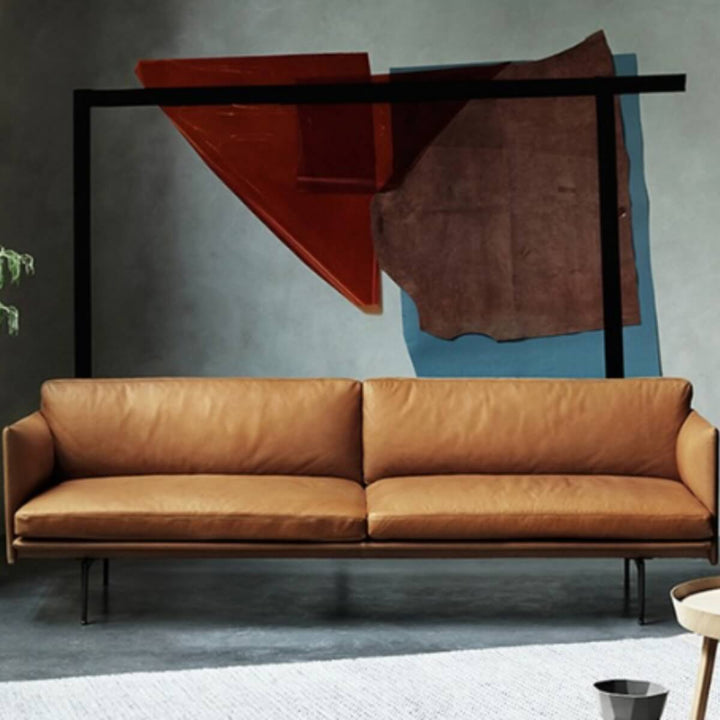 Front view of premium leather sofa set – sophisticated modern design with plush seating and high-quality leather upholstery