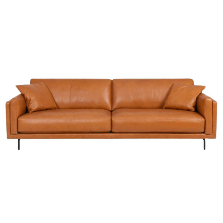 Front view of premium leather sofa set – elegant modern seating with luxurious upholstery and sleek design