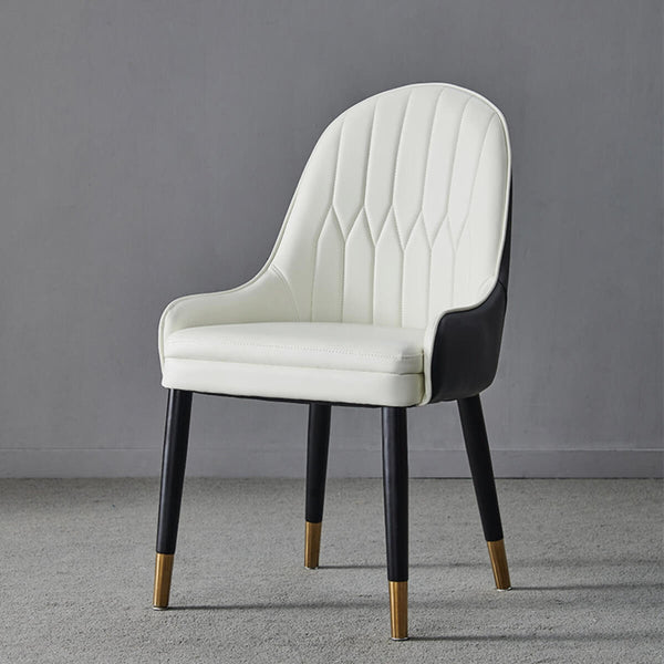 Side view of high-end luxury leather dining chair, elegant design in Australian interior setting