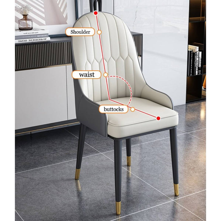 Luxury leather dining chair supports shoulder, waist, and buttocks – ergonomic and elegant