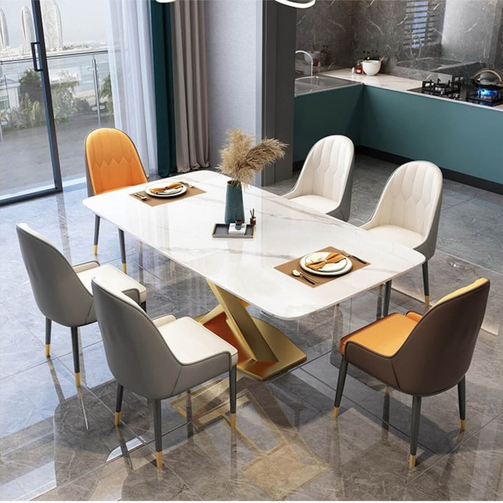 Side angle top view of luxury leather dining chair – elegant high-end interior in Australia