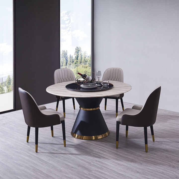 Front view of luxury leather dining chair – elegant high-end interior furniture in Australia