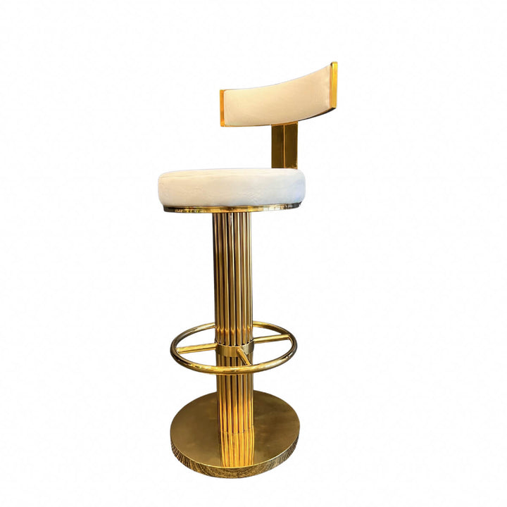 Side front view of Luxury Tina bar stool in elegant Australian interior – stylish and comfortable with polished finish