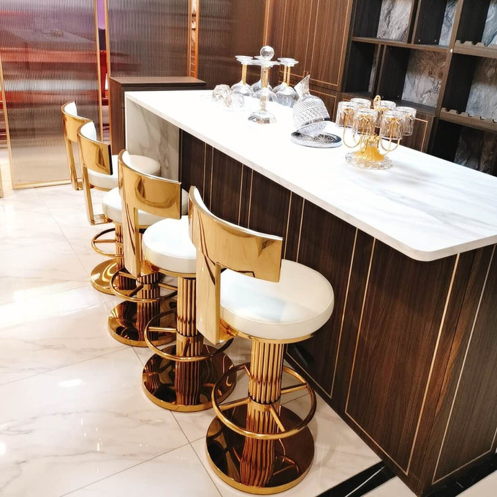 Side top view of Luxury Tina bar stool in elegant Australian interior – sleek design with comfortable cushioned seat