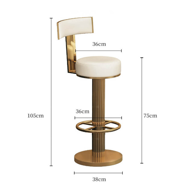 Dimension view of Luxury Tina bar stool in elegant Australian interior – detailed measurements and sleek design