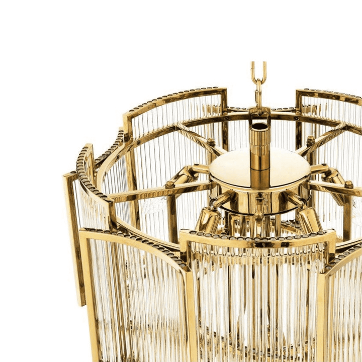 Upper side view of Maddox chrome ceiling light in Australia with golden finish – elegant and contemporary design