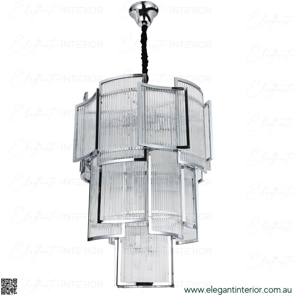 View of Maddox chandelier – modern luxury lighting with chrome finish, elegant and sophisticated design
