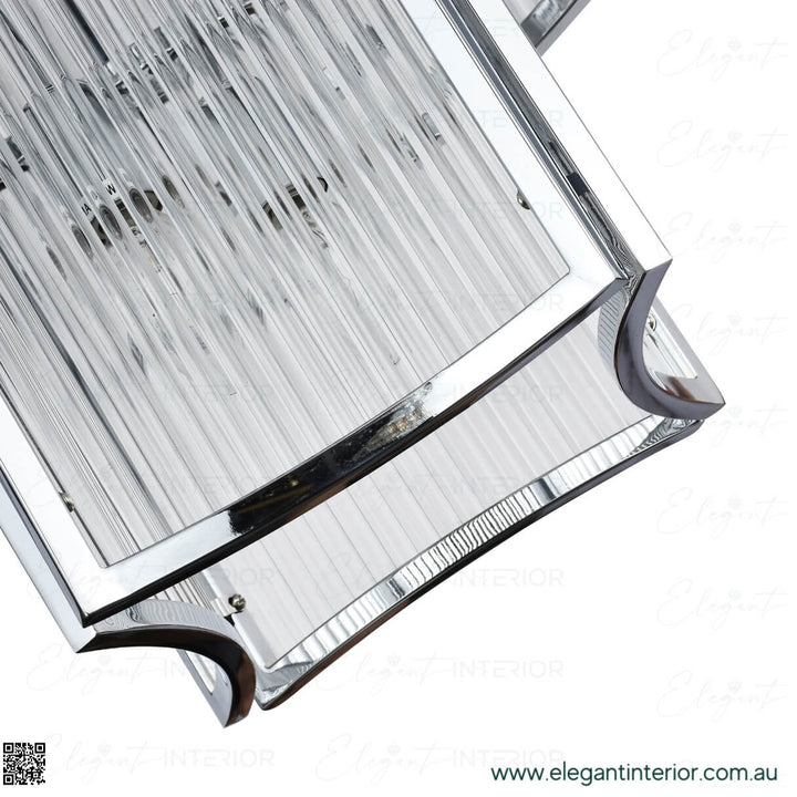 Detail view of Maddox chandelier – intricate design showcasing chrome finish and elegant craftsmanship