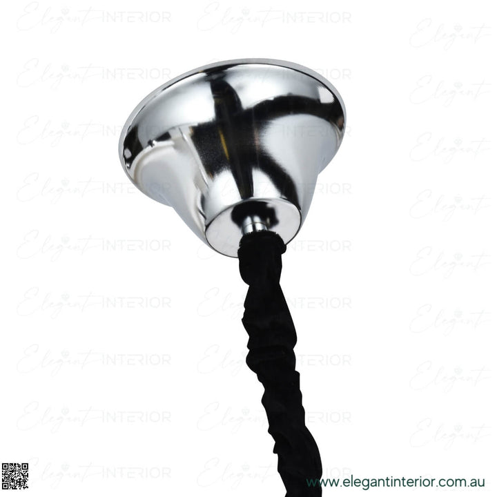 Wall mount view of Maddox Chrome Chandelier – sturdy installation with sleek and modern chrome design