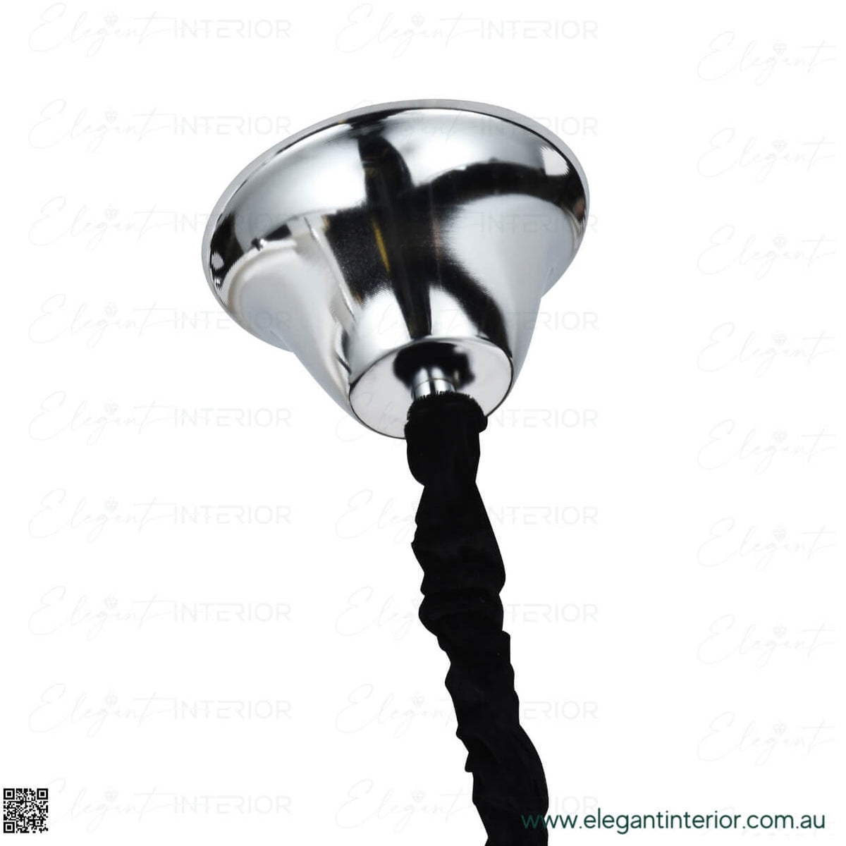 Wall mount view of Maddox Chrome Chandelier – sturdy installation with sleek and modern chrome design