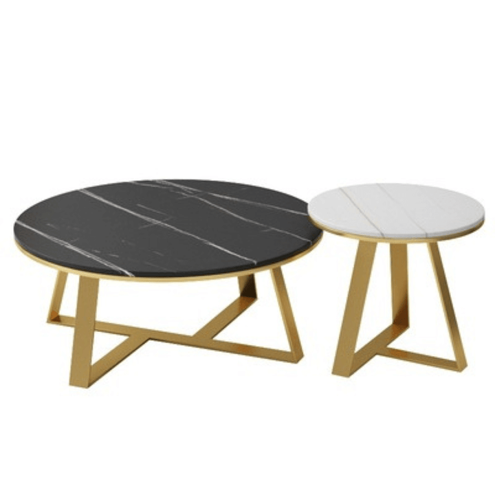 Marble Top Coffee and Side Table – Front View of Elegant and Modern Living Room Furniture