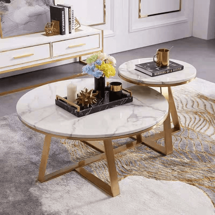 Marble Top Coffee and Side Table in Australia – Top View of Elegant and Modern Furniture
